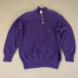 Vintage Michelle Stuart Sweater Women's Small Purple Gold Button Mock‎ Neck New*